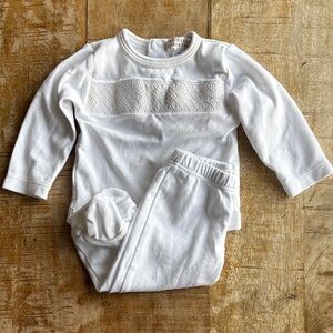TBBC White Baby Smocked Outfit 0-3m